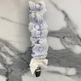 Portaciuccio Elegante Celeste Con Pizzo Bianco Neonato PONTO POR PONTO 5786P