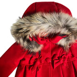 Cappotto In Panno con Cappuccio e Pelliccia Elegante Neonata BUFI B0195R