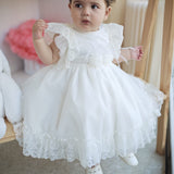 Abito Elegante Mezza Manica In Tulle E Pizzo Neonata LA SARTORIA DEI PICCOLI L036