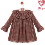 Abito Svasato in Vichy In Caldo Cotone Bambina DEL SUR 5186