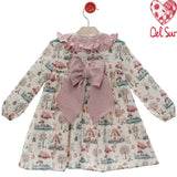 Abito Svasato Stampato In Caldo Cotone Bambina DEL SUR 5189