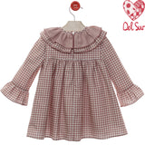 Abito Svasato in Vichy In Caldo Cotone Neonata DEL SUR 5189