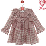 Abito Svasato in Vichy In Caldo Cotone Neonata DEL SUR 5189
