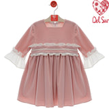 Abito Svasato Manica 3/4 In Velluto Bambina DEL SUR 5190