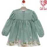 Abito Svasato In Caldo Cotone Fantasia Stampata Bambina DEL SUR 5191