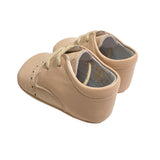 Leather Cradle Shoes With White Blue And Beige Newborn Laces INDEX 1678