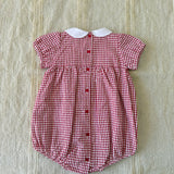 Baby-Strampler aus karierter Baumwolle mit halben Ärmeln (Jungen/Mädchen) A&amp;J A&amp;J184