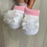 Calzino Scarpetta In Filo Di Cotone Con Petali Neonata I DELFI 2346G