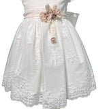 Abito Elegante Battesimale Mezza Manica In Tulle Ricamato Neonata MIMILU' 1391
