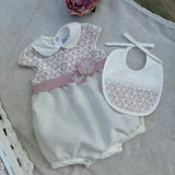 Pagliaccetto In Misto Lino Con Pizzo Neonata TETO E TATTA PA7350