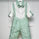 Completo Elegante In Lino Con Camicia E Salopette Neonato BUFI M0542A