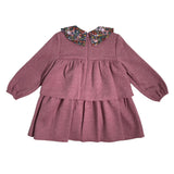 Ausgestelltes Langarmkleid mit Rüschen aus warmer Baumwolle für Mädchen DEL SUR 5189