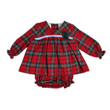 Abito Manica Lunga Svasato  Con Culotte In Caldo Cotone Scozzese Neonata YOEDU 2045