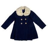 Zweireihiger, ausgestellter Mantel aus Stoff mit Kunstpelzkragen für Mädchen DEL SUR 4992