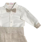 Completo Elegante In Lino Con Bermuda Camicia E Papillon Neonato MIMILU' 588N