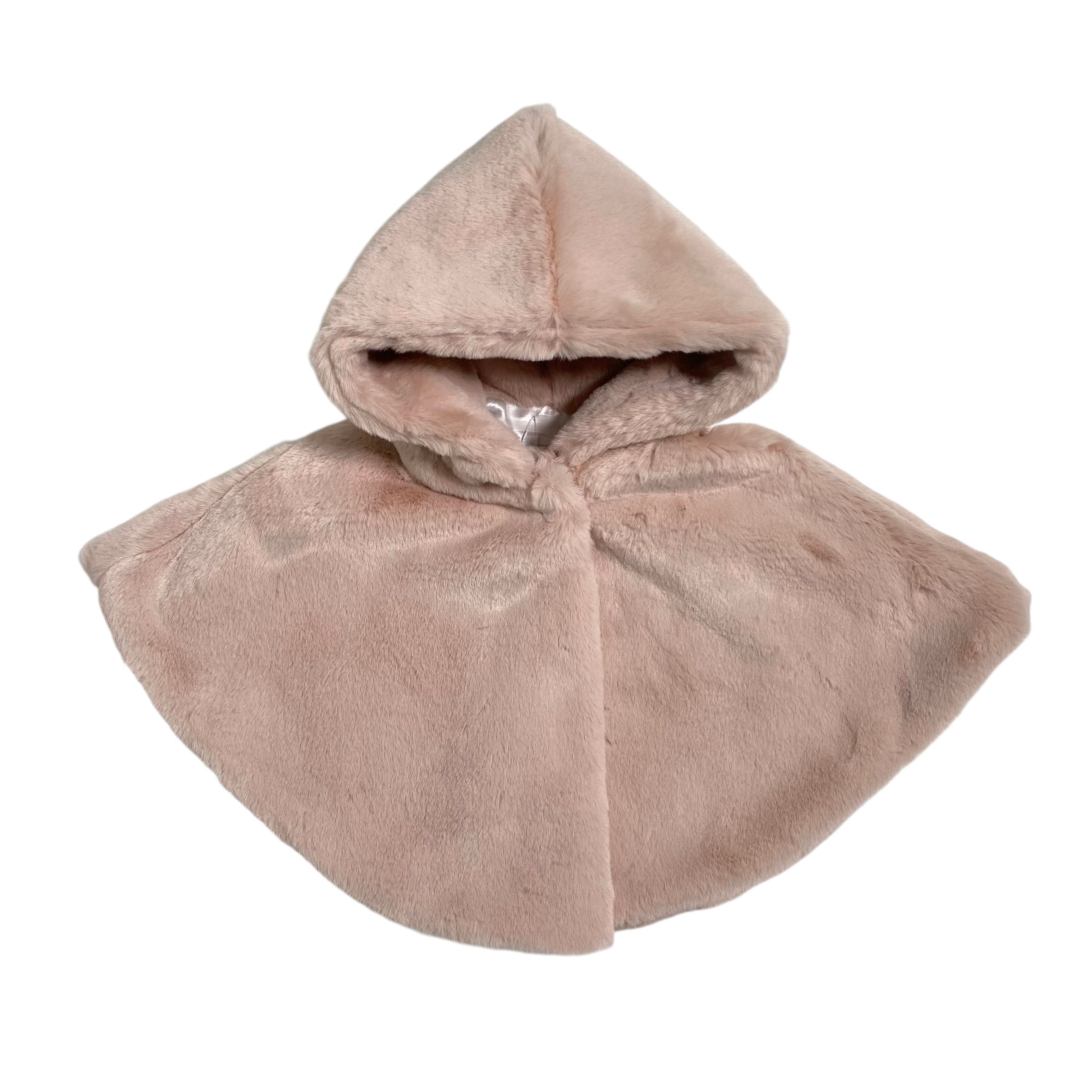 Eleganter Umhang mit Kapuze aus Kunstfell und Satinschleife für Babys ISABEL F593