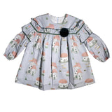 Abito Svasato Manica Lunga Fantasia Stampata Bambina DEL SUR 5184