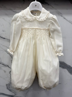Elegant Baptismal Romper in Silk Newborn / PICCOLA GIUGGIOLA DORA