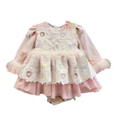 Abito Manica Lunga In Caldo Cotone Bambina MIMOSA CAMELIA1