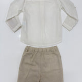Complete Shirt And Bermuda In Beige Cotton Blend Child DEL SUR 1242