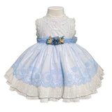 Abito Elegante Smanicato In Tulle Ricamato E Pizzo Celeste Bambina MIMOSA ARTEMISA