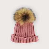 Gerippte Mütze aus hypoallergenem Acrylstoff mit Bommel für Neugeborene SARDON MA253