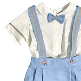 Completo Corto Elegante In Lino Con Bretrelle E Bermuda Neonato PONTO POR PONTO 6327