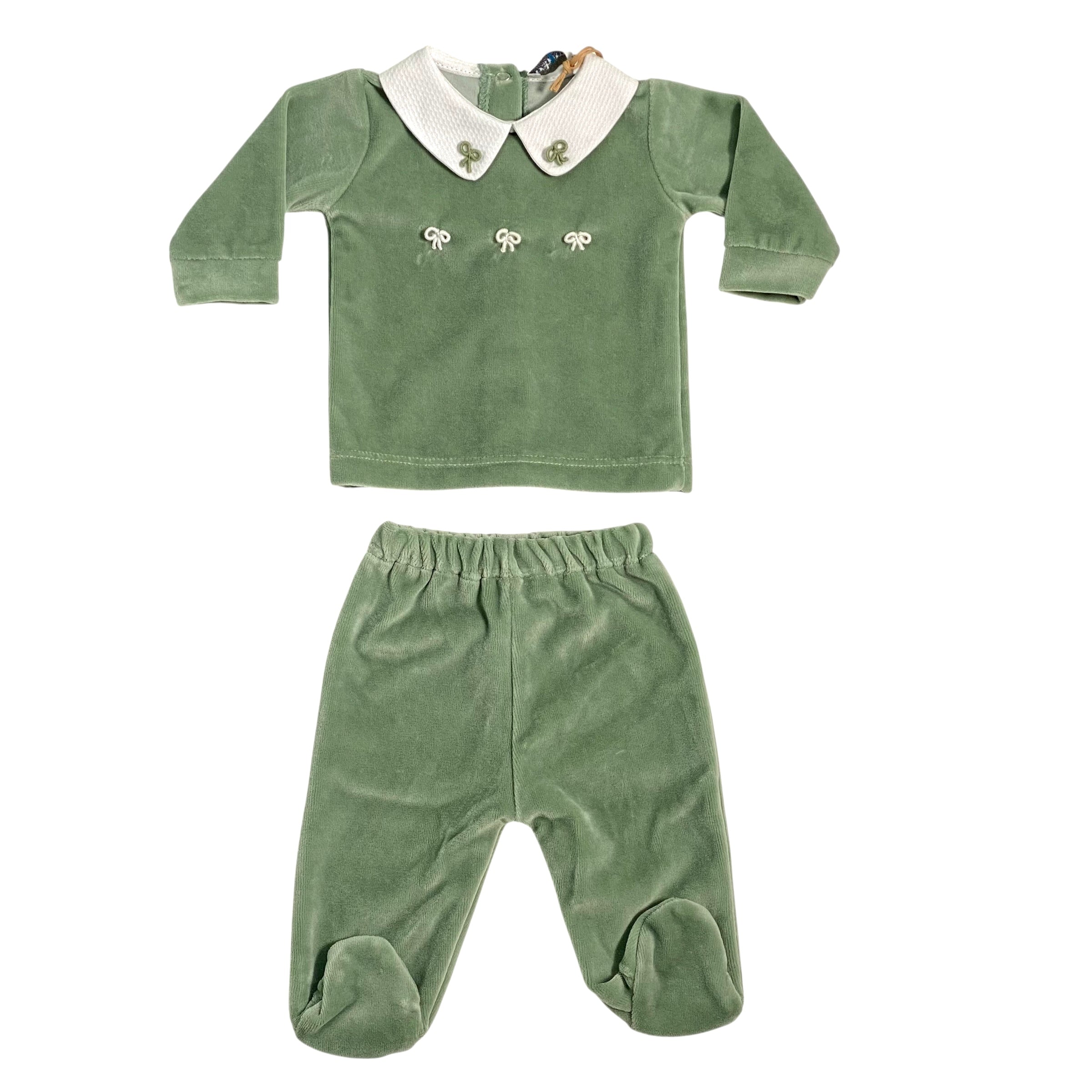 Tutina Spezzata In Ciniglia Ricamata Neonato BEBE' MARGO' B054TS