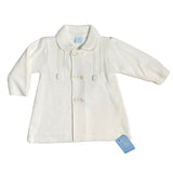 Zweireihiger warmer cremefarbener Baumwollmantel für Babymädchen 23141
