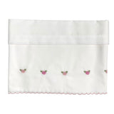 Lenzuolino Per Carrozzina Ricamato In Cotone Neonata TETO E TATTA LN8000