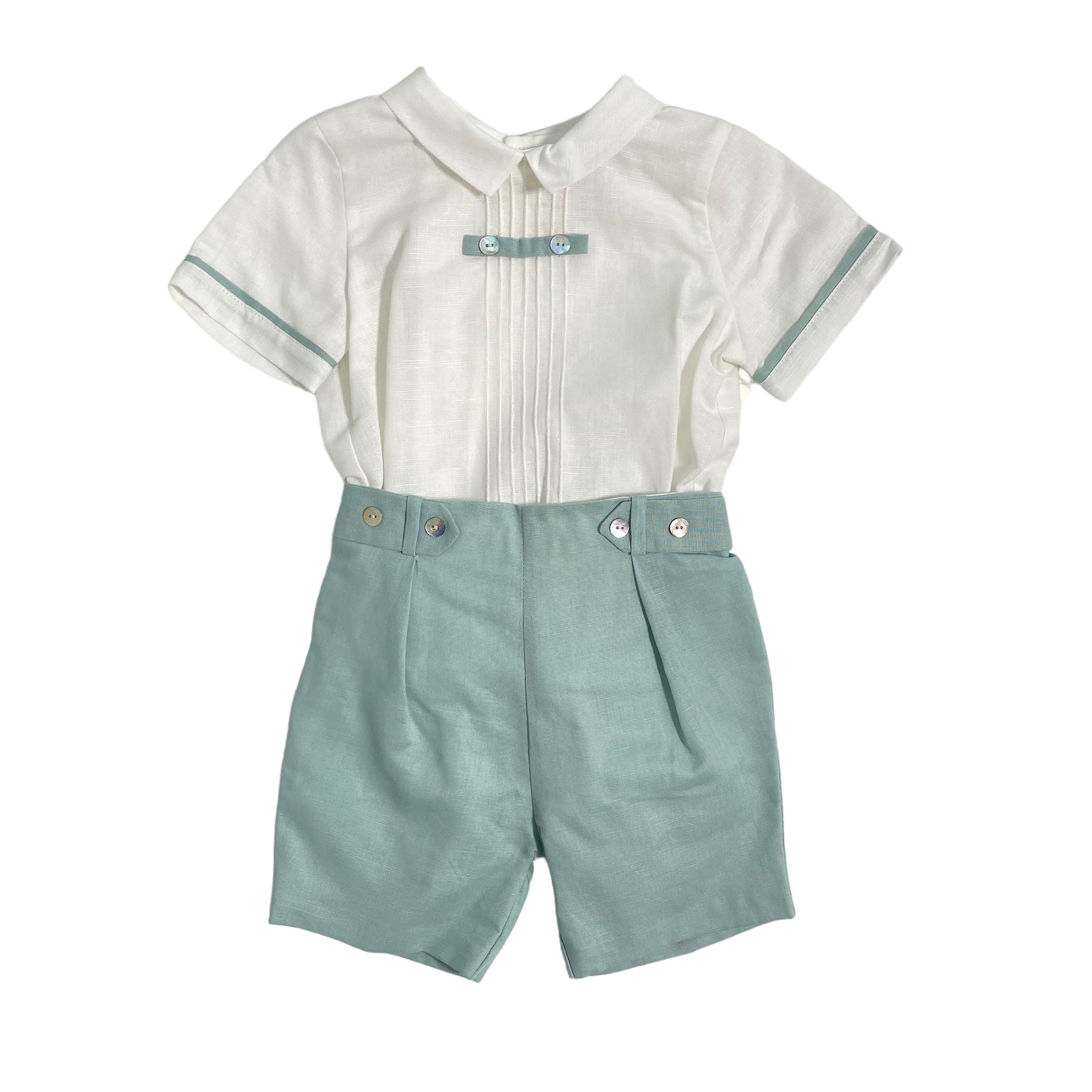 Completo Corto Elegante In Lino Con Bermuda Neonato PONTO POR PONTO 6132