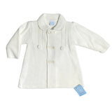 Zweireihiger warmer cremefarbener Baumwollmantel für Babymädchen 23141
