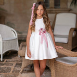 Abito Elegante Smanicato In Mikado Con Fiori Bambina MIMILU' 1954