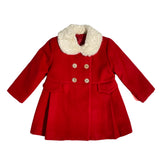 Zweireihiger, ausgestellter Mantel aus Stoff mit Kunstpelzkragen für Mädchen DEL SUR 4992