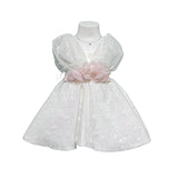 Abito Smanicato Elegante Battesimale In Pizzo Neonata ISABEL B16