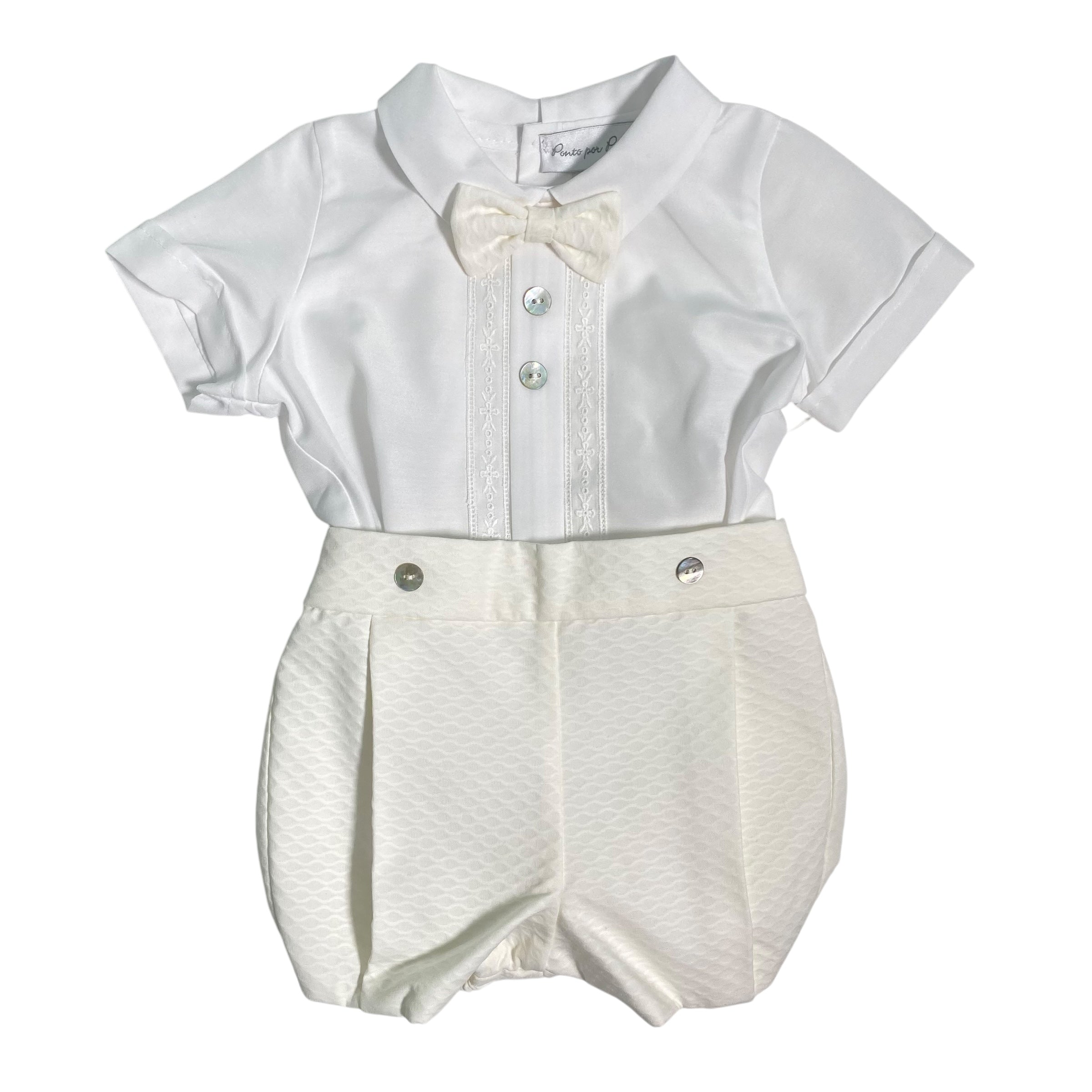 Completo Corto Elegante In Cotone Con Bermuda Neonato PONTO POR PONTO 6315