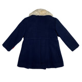 Zweireihiger, ausgestellter Mantel aus Stoff mit Kunstpelzkragen für Mädchen DEL SUR 4992