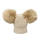 Cappello In Misto Lana Con Doppio Pom Pon In Ecopelliccia Neonato/a FURFANTE CT0122A