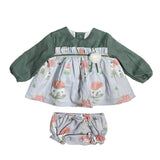 Abito Svasato Manica Lunga Con Culotte Fantasia Stampata Neonata DEL SUR 2072