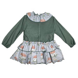 Langärmliges Kleid aus Samt und bedrucktem Muster für Mädchen DEL SUR 5190