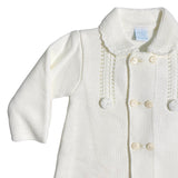 Zweireihiger warmer cremefarbener Baumwollmantel für Babymädchen 23141