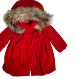 Cappotto In Panno con Cappuccio e Pelliccia Elegante Neonata BUFI B0195R