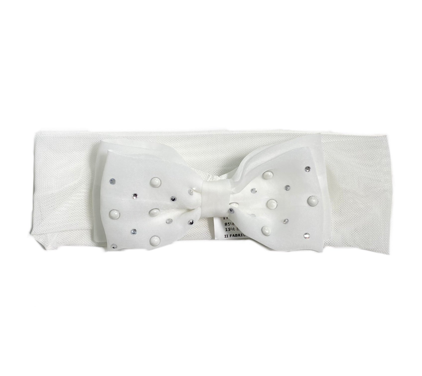 Fascia In Tulle Con Fiocco In Organza E Svarowsky Neonata PETIT 8516046