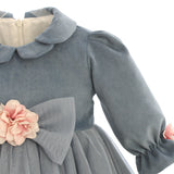 Abito Manica Lunga In Velluto Neonata BUFI B0542A