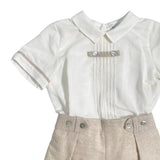 Completo Corto Elegante In Lino Con Bermuda Neonato PONTO POR PONTO 6132