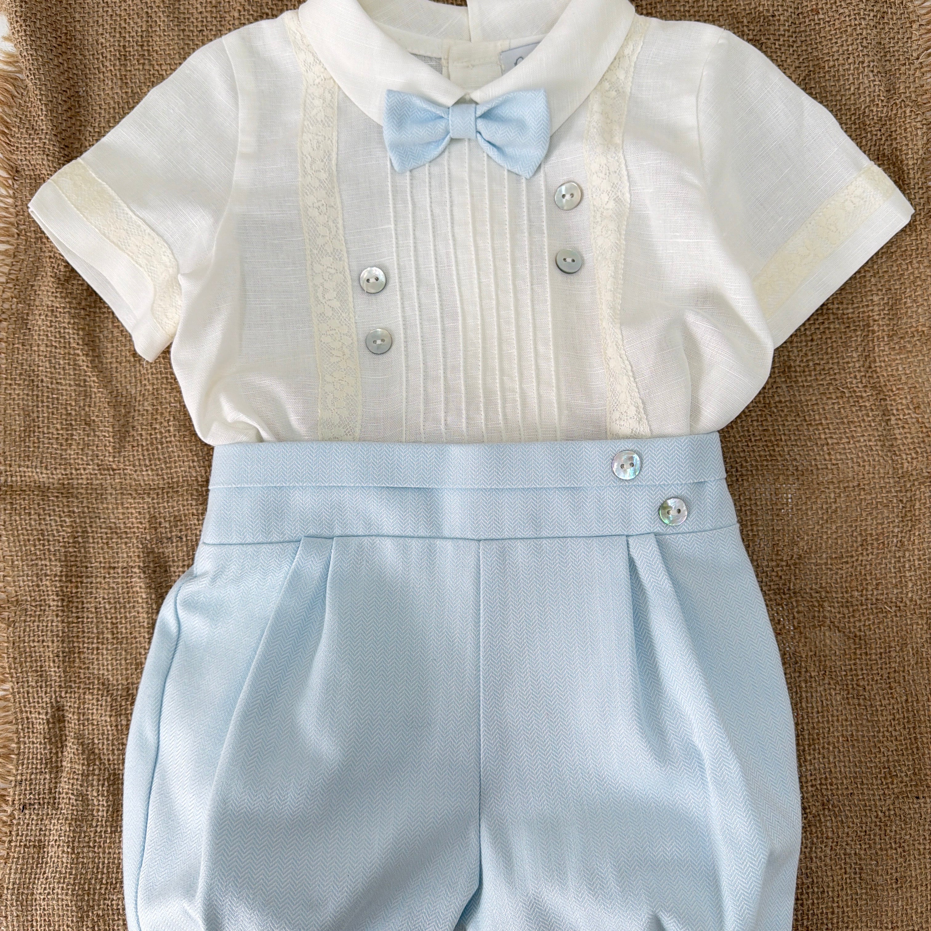 Completo Corto Elegante In Lino Con Bermuda Neonato PONTO POR PONTO 6493