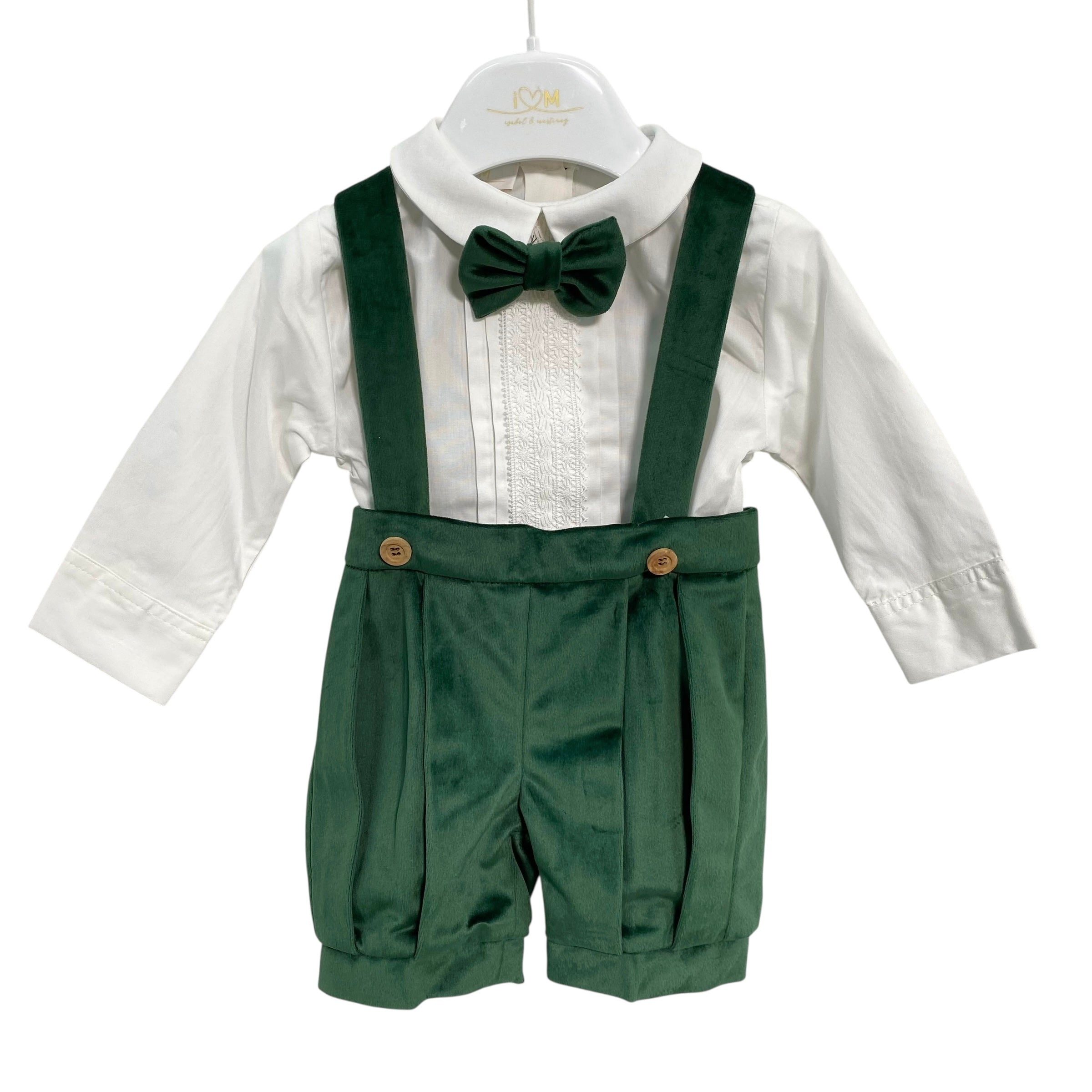 Completo Tre Pezzi Con Salopette In Velluto Neonato ISABEL C364