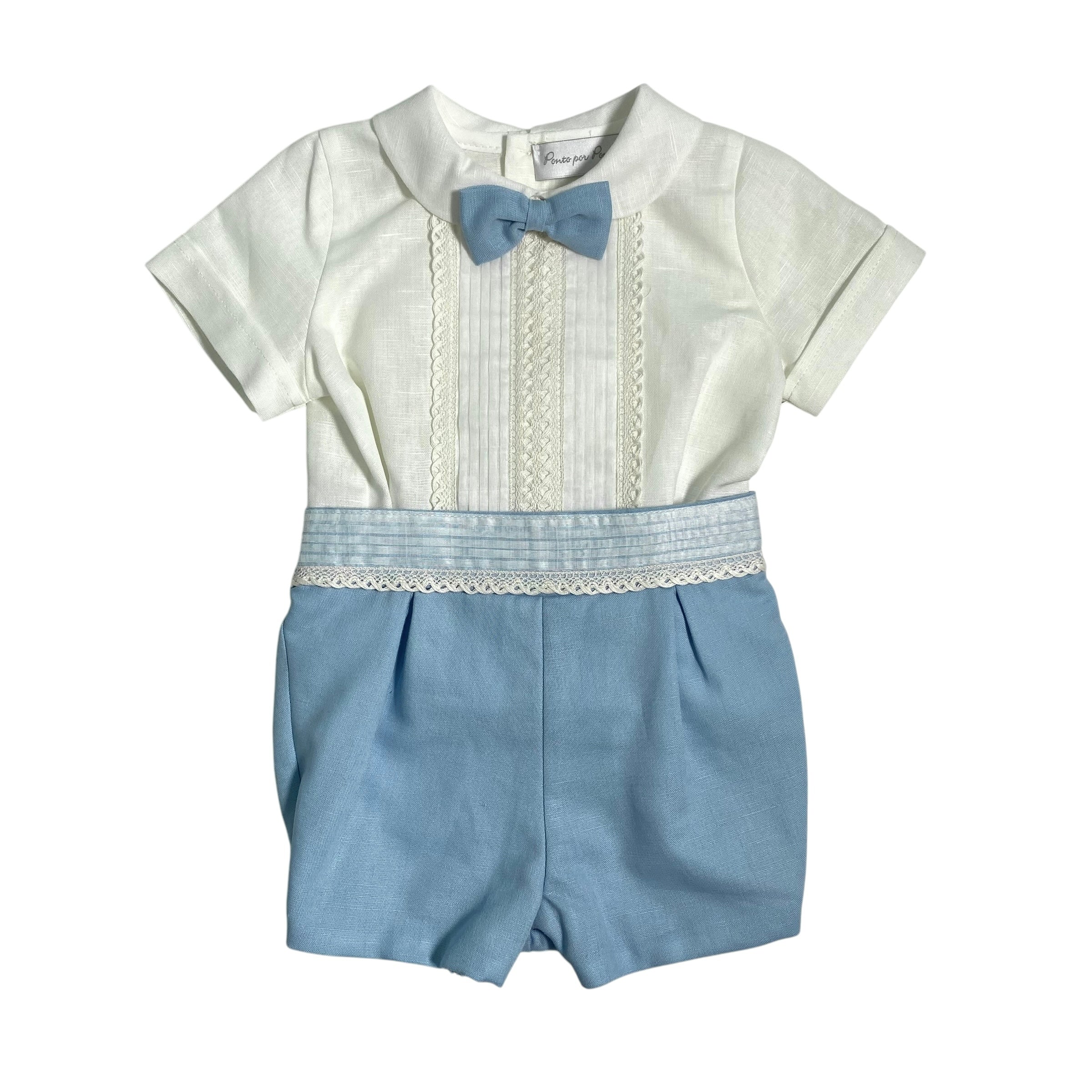 Completo Corto Elegante In Lino Con Bermuda Neonato PONTO POR PONTO 6321