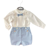 Completo Elegante In Caldo Cotone Con Camicia e Bermuda Neonato PONTO POR PONTO 6621