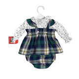 Abito Smanicato Con Camicia E Culotte Scozzese In Caldo Cotone Neonata DEL SUR 2075